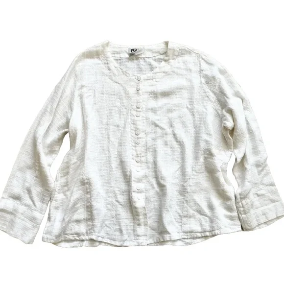 Flax Women's White Button-Up Top - Picture 1 of 10